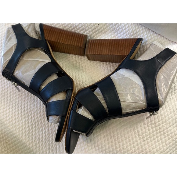 Michael Kors Damita Leather Zip Block Heel Sandals Navy Size 9M - Picture 5 of 8